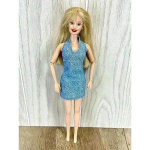 1998 Generation Girl BARBIE Blue Halter Dress Earrings Articulated Arms 19428
